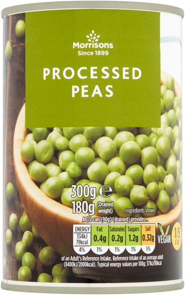 Morrisons Small Processed Peas in Water 300 g x 12