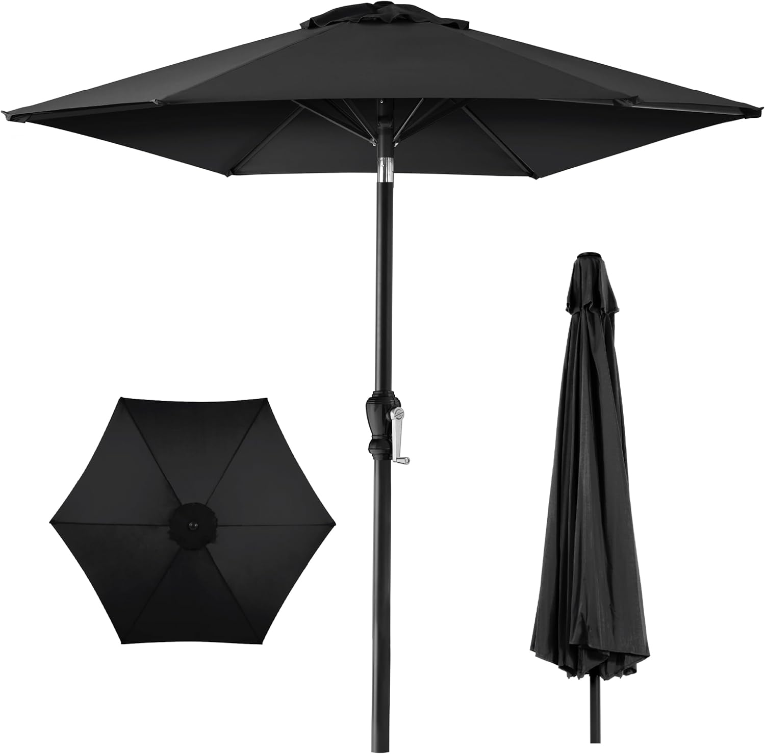 Best Choice Products 10ft Outdoor Steel Polyester Market Patio Umbrella w/Crank, Easy Push Button, Tilt, Table Compatible - Black