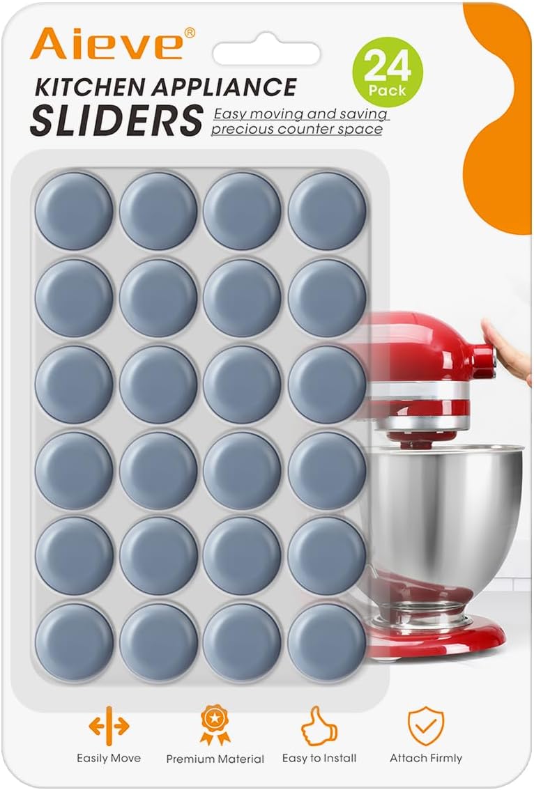 Aieve Appliance Slider, 24 Pcs Small Appliance Rollers Kitchen Gadgets, Self Adhesive Caster Wheels Kitchen Finds Home Must Have Countertop Accessories for Mixer Coffee Maker Air Fryer