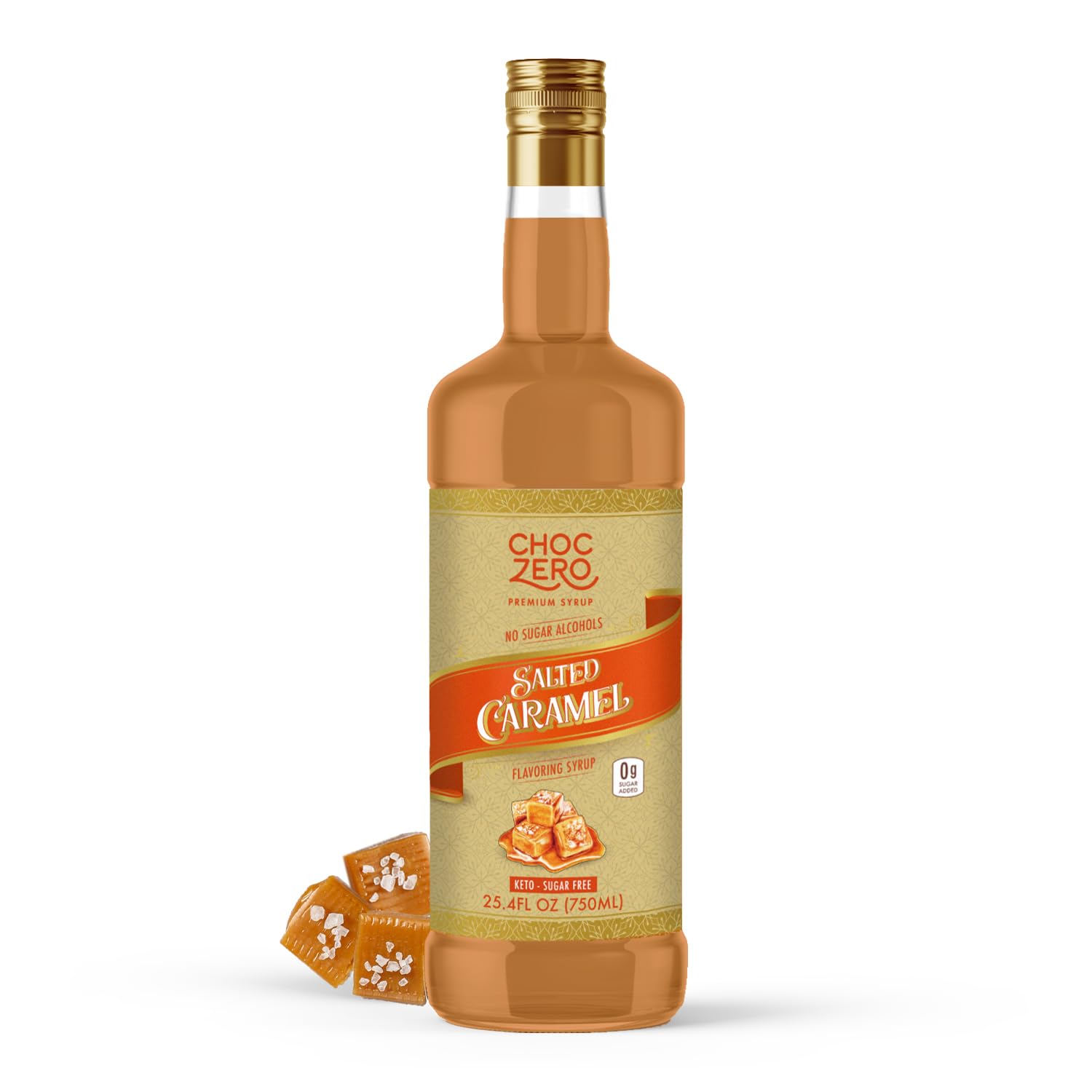 ChocZero Sugar Free Coffee Syrup, Salted Caramel Flavor, Simple Syrup Drink Mix, Salted Caramel Cocktails, Protein Shakes & Baking, Gluten Free, All Natural, 25.4 Ounces (Pack of 1)