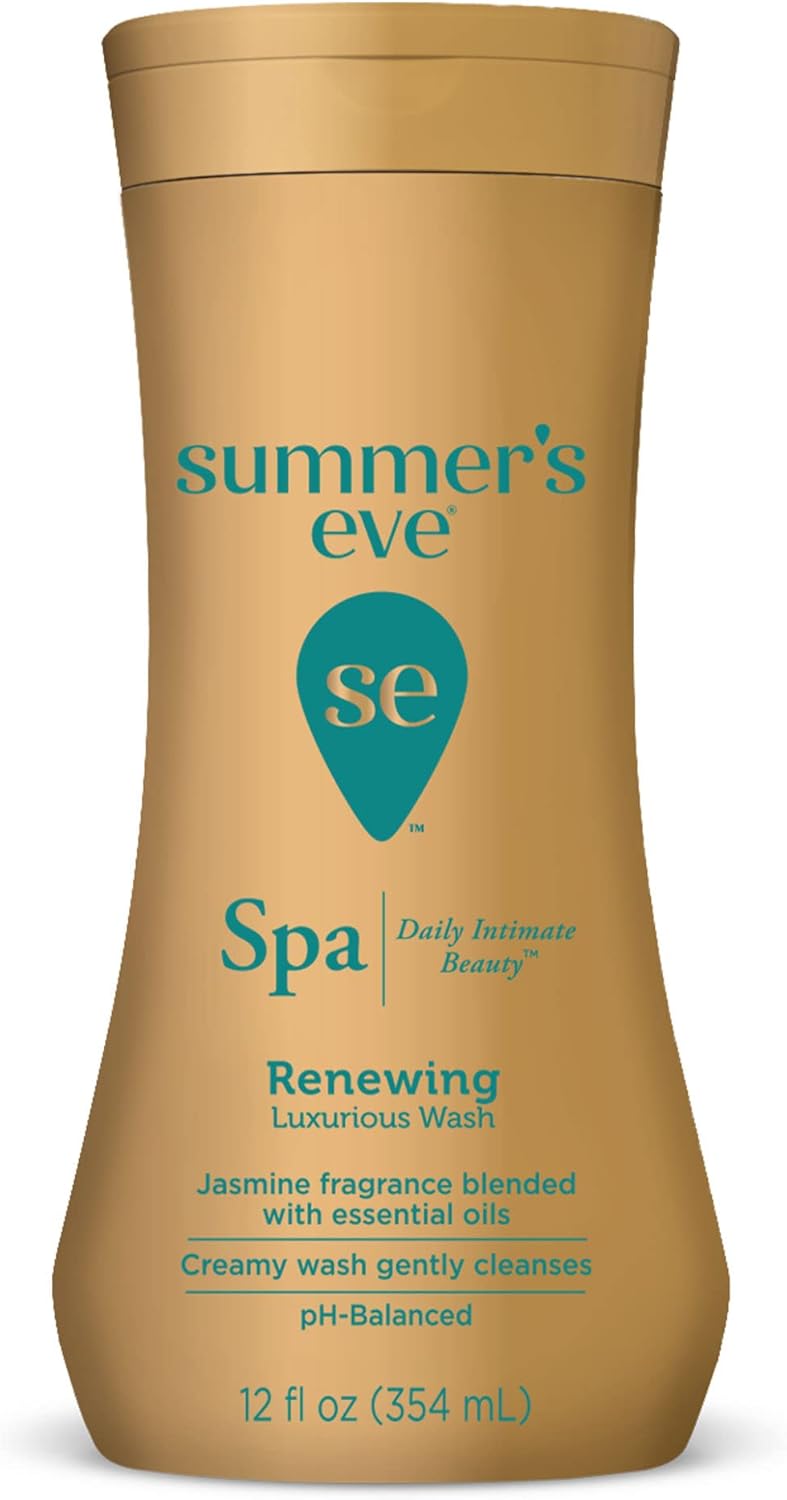 Summer's Eve Spa Daily Intimate Wash, Renewing Cleansing All Over Feminine Body Wash, Jasmine Scented pH-Balanced Feminine Wash, 12oz Bottle