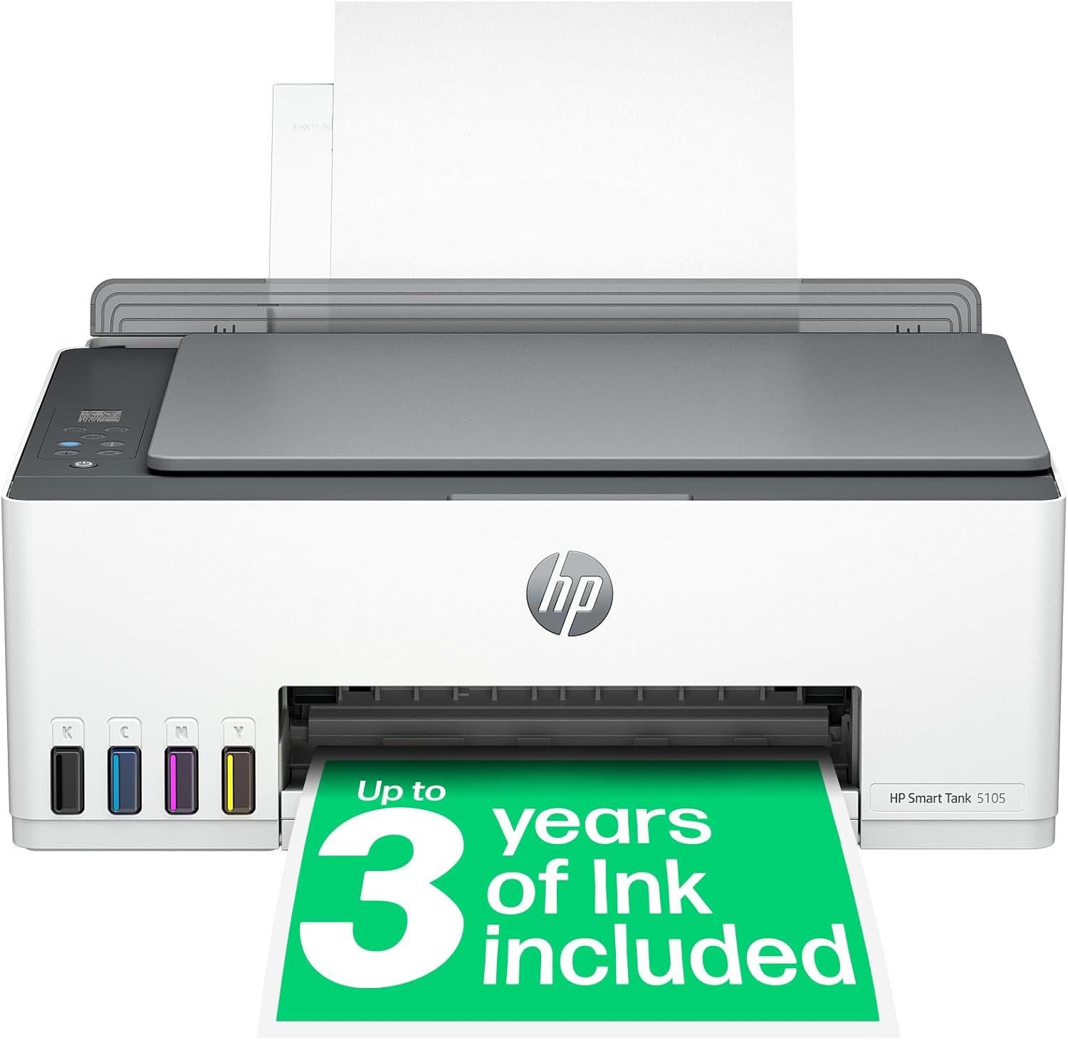 HP Smart Tank 5105 All in One Printer | Perfect for Home | Colour | Wireless | Print, Scan, Copy | Refillable, Includes up to 3 Years of Ink | Smart Buttons | Easy Setup | Reliable Wi-Fi