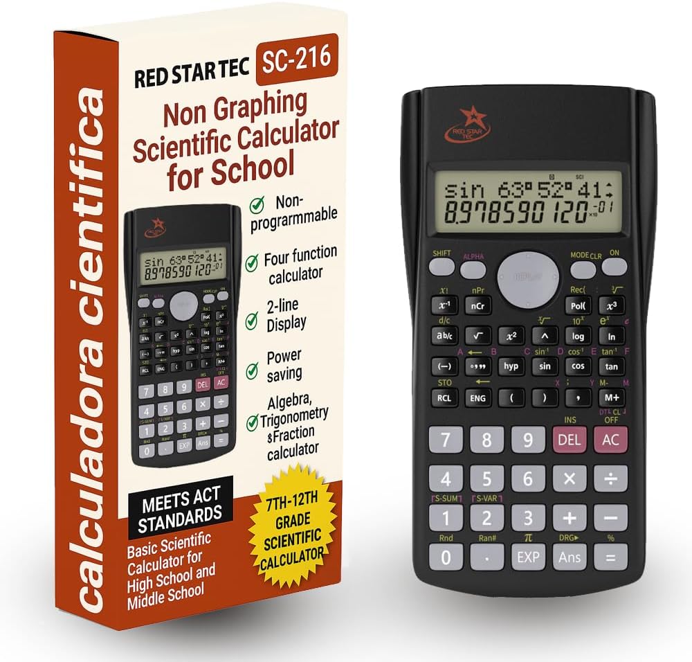Red Star Tec Scientific Calculator SC 216 GCSE & A Level School Calculator for Students Non Graphing Suitable for Business Use
