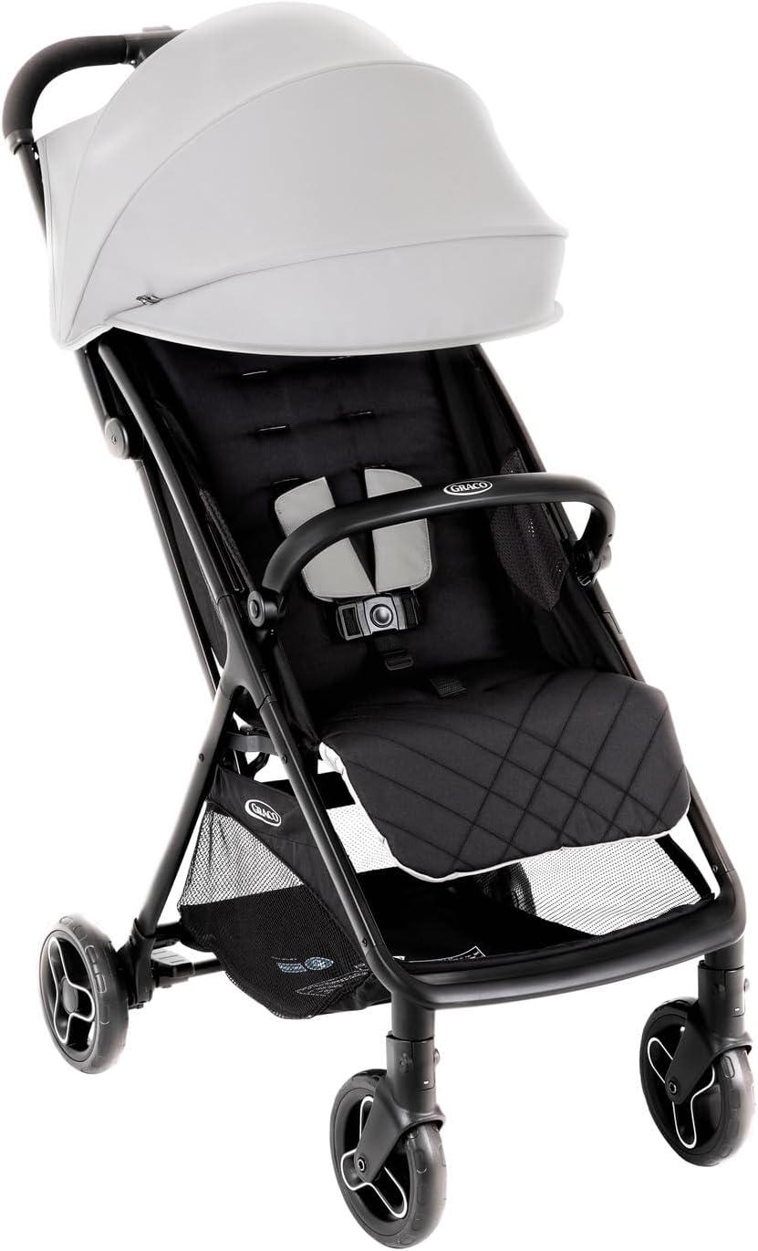 Graco Myavo Compact Stroller/Pushchair with Raincover - Suitable from Birth to Approx. 4 Years (0-22kg). Lightweight at only 5.8kg with a one-Second, one-Hand fold, Steeple Gray Fashion