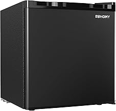 EUHOMY 1.7 Cu.Ft Mini Fridge with Freezer, Reversible Single Door Compact Refrigerator, Adjustable Thermostat, Energy Saving, Mini Fridge for Bedroom, Office, Dorm, Black