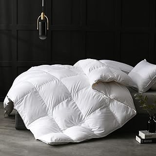 APSMILE Feathers Down Comforter King Size Luxurious All Seasons Duvet Insert - High Fill-Power Hotel Collection Comforter, 54 Oz Fluffy Medium Warmth (Solid White)