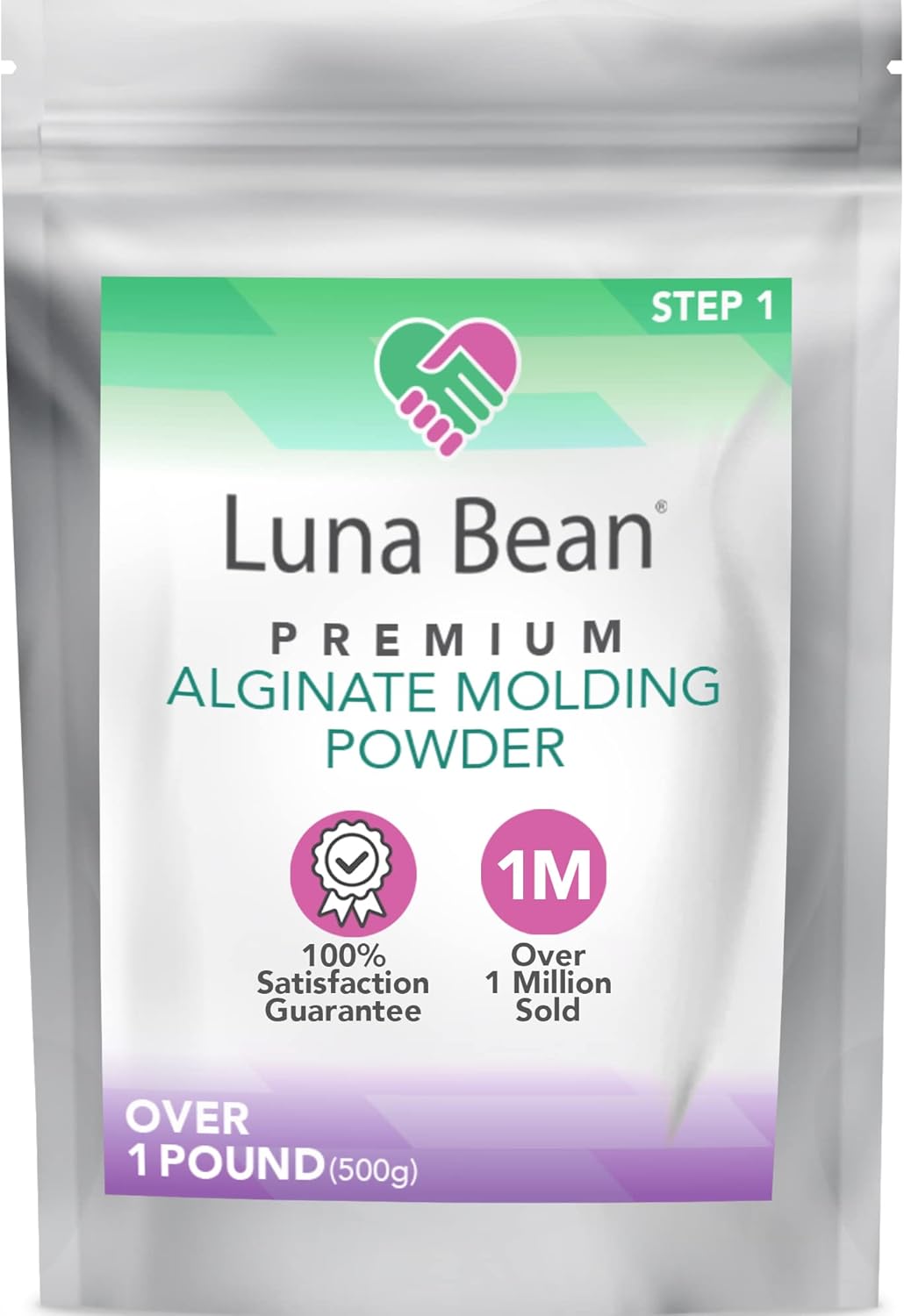 Luna Bean Alginate Molding Powder Refill for Hand Casting Kit - Non-Toxic Alginate Material Over 1 lb (500g) - Perfect for Anniversaries, Couples, Birthdays & Family Activities