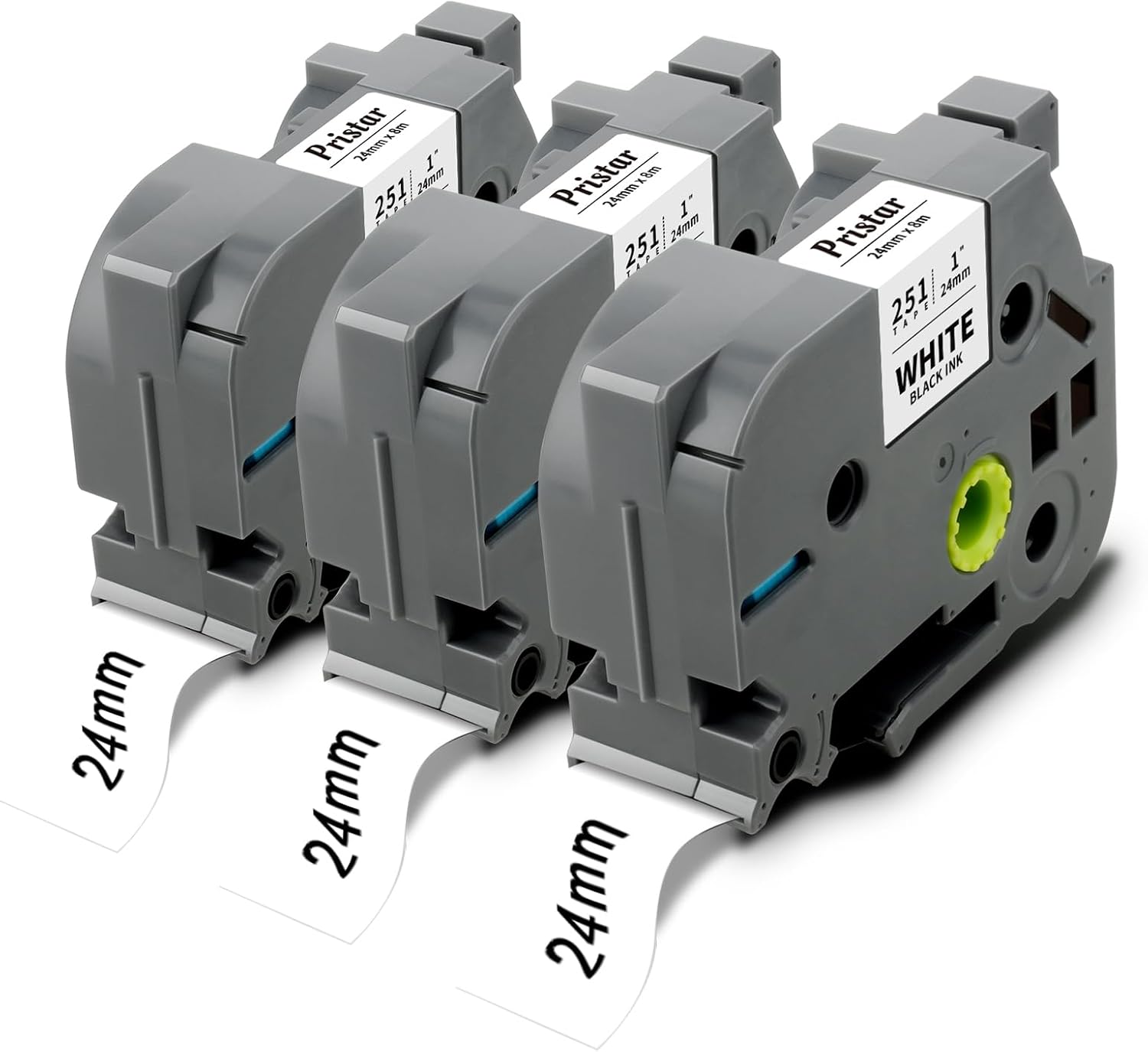 Pristar Compatible 24mm Label Tape for Brother TZe-251 TZ-251 TZe251 Aze251 TZe 24mm Laminated Black on White Tape for Brother Labeller PT-P700 PT-H500 PT-D600VP PT-750W PT-2430PC PT-2470, 3-Pack