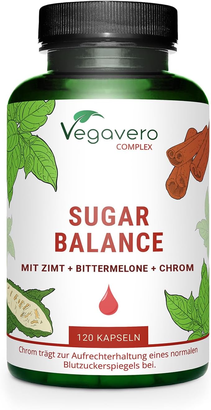 Vegavero Blood Sugar Control | Chromium Picolinate, Ceylon Cinnamon Extract, Momordica Charantia and Gymnema Sylvestre Extract | Blood Glucose Metabolism* | 120 Capsules | Vegan