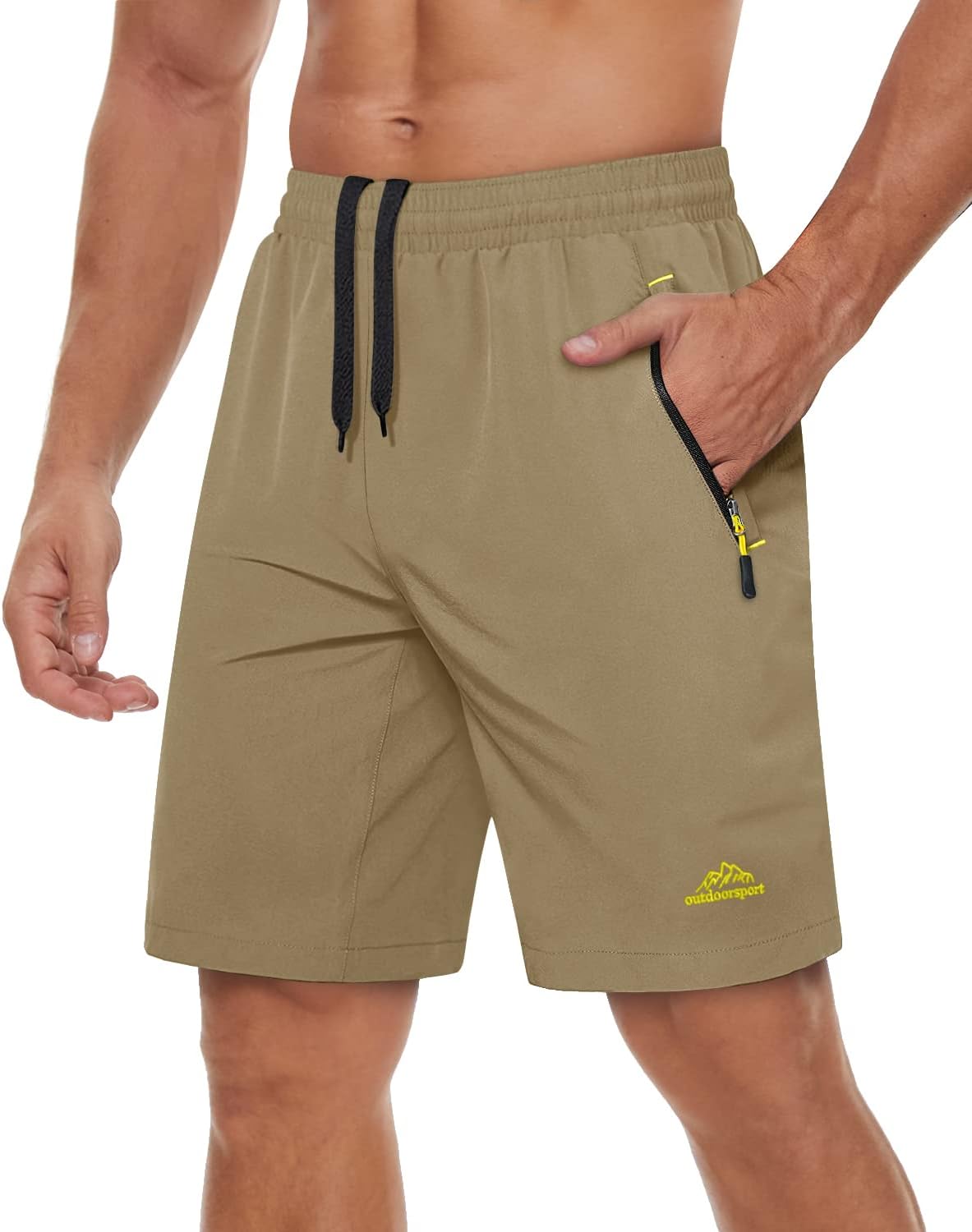 TACVASEN Men's Quick-Drying Training Shorts, Running Shorts, Breathable Sports Shorts with Zip Pockets