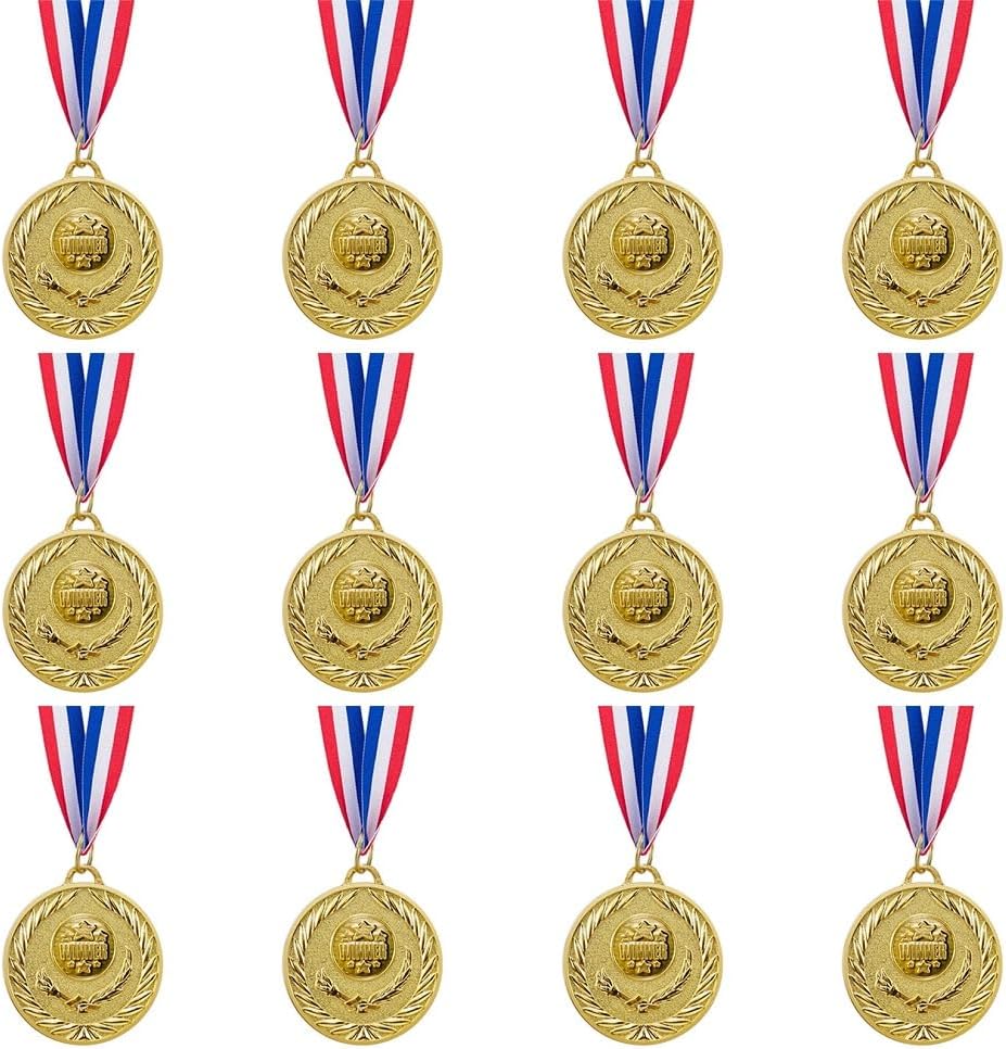 Abaokai 12 Pieces Gold Medals for Awards,1st Winner Medals for Sports, Competitions, Party, Olympic Style, 2 Inches
