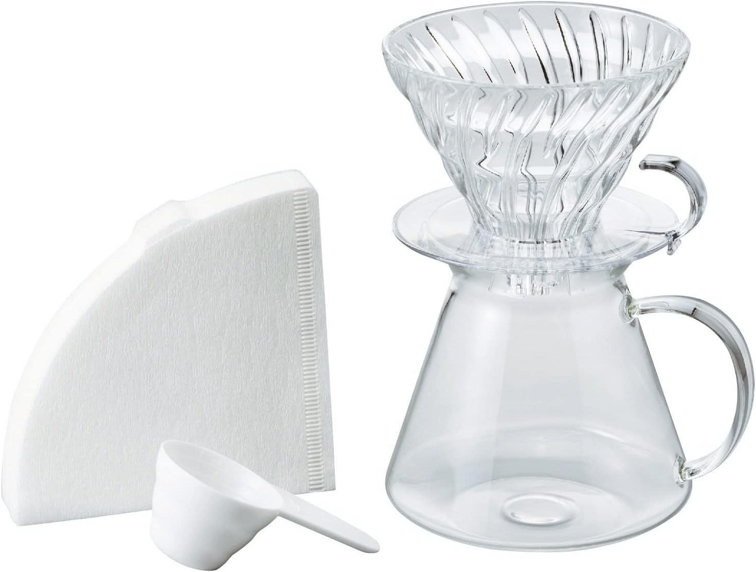 Hario "Simply Hario" V60 Glass Pour Over Coffee Set, Size 02