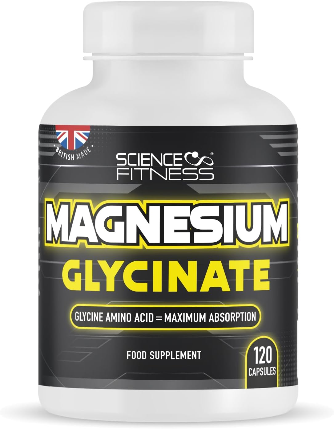 Magnesium Glycinate,120 Capsules of Magnesium Bisglycinate 1500mg per Serving, Maximum Absorption, Made in The UK-Science Fitness