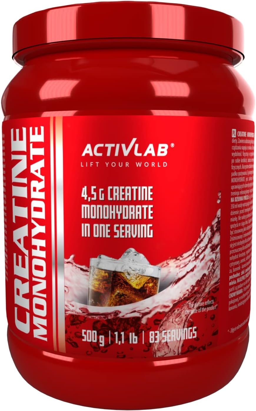 Activlab Creatine Monohydrate - 500g Jar | Optimum Nutrition Pre-Workout 83 Servings | Creatine Powder for Muscle Growth- Cola Flavor