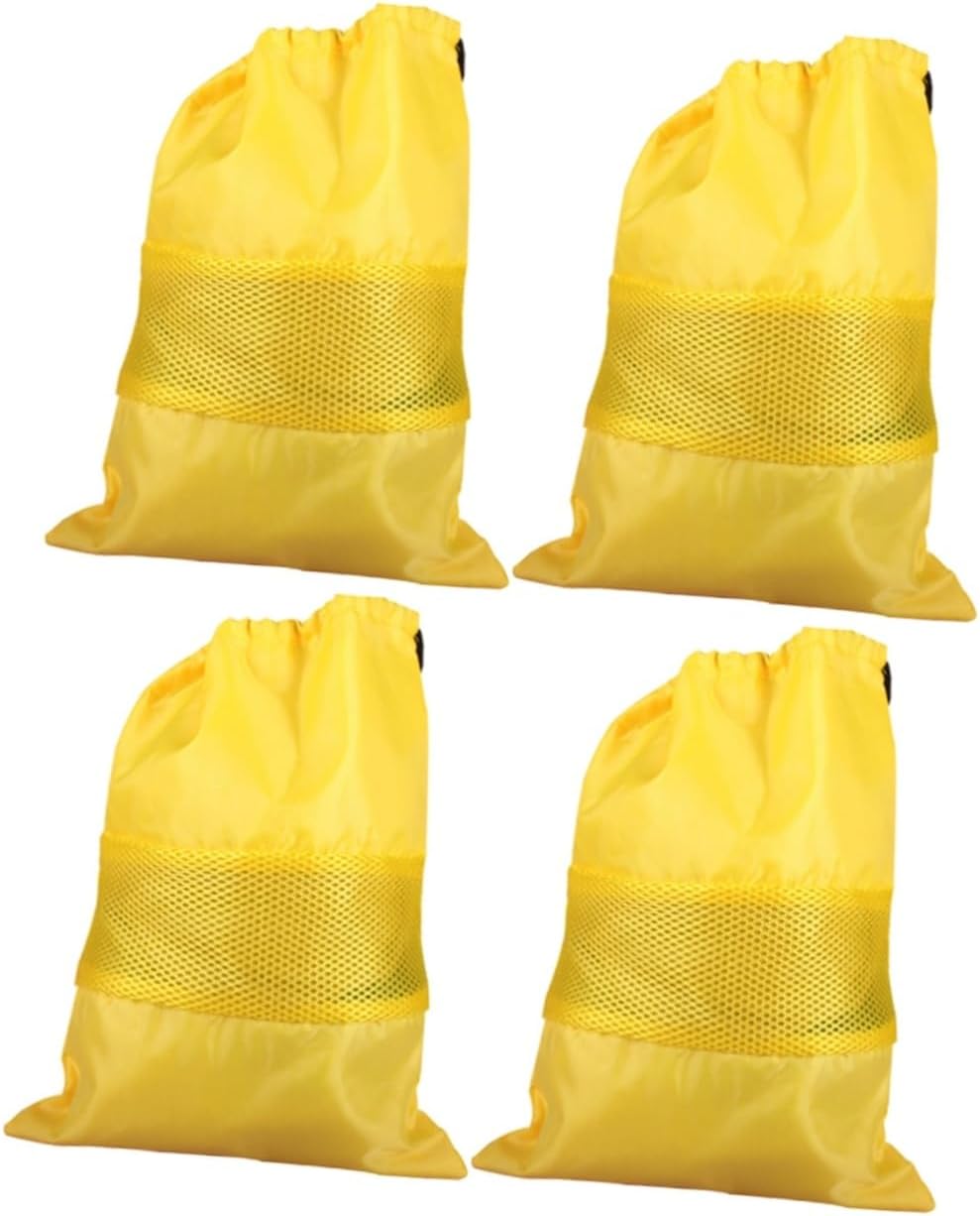 CALLARON 4pcs Drawstring Fresh-care Storage Bag Reusable Foldable Banana Storage Handbag for Groceries Insulated Design Yellow