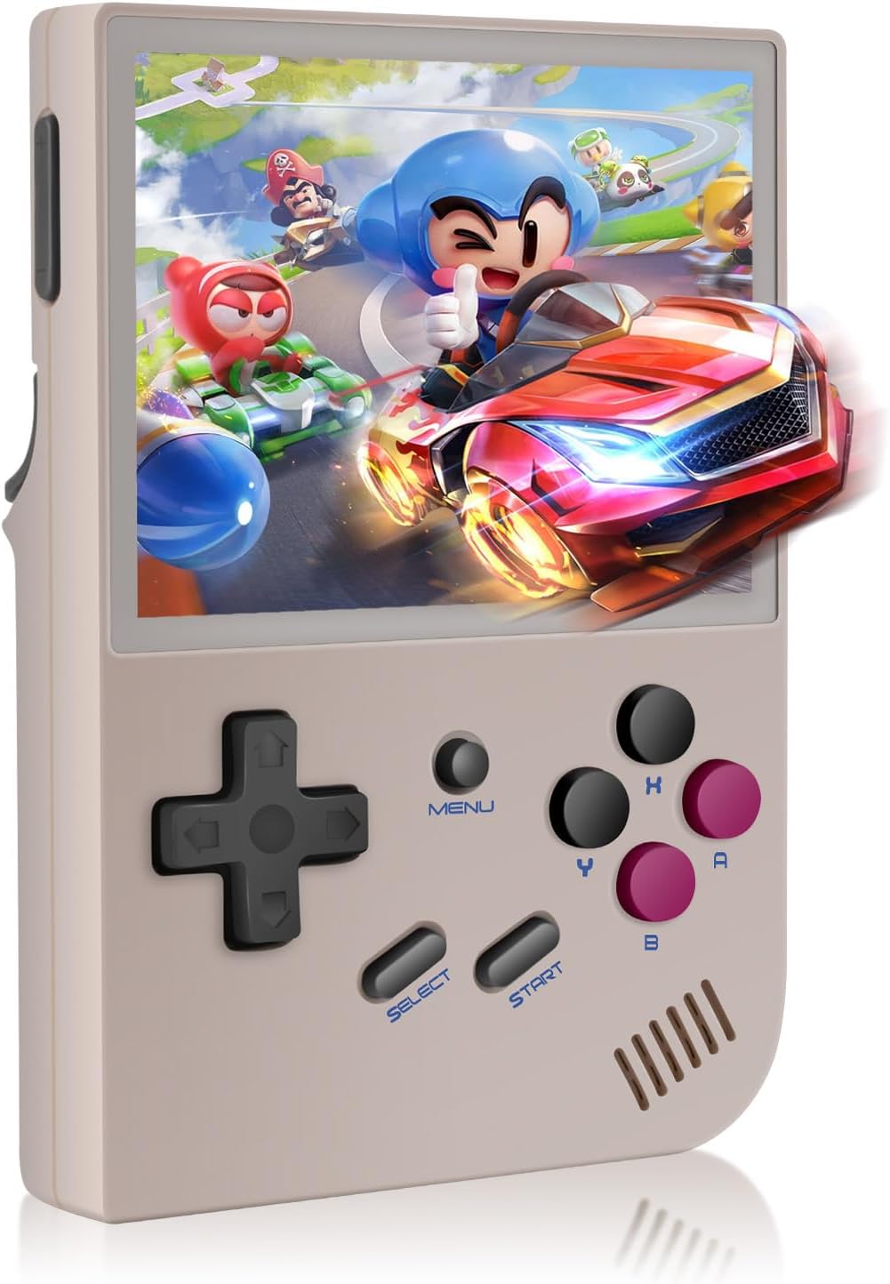 Anbernic RG35XX Handheld Retro Game Console with 3.5 Inch IPS Screen, 64GB TF Card, 5474 Classic Games, 2100mAh Battery, Linux, HDMI and TV Output, Clear Purple