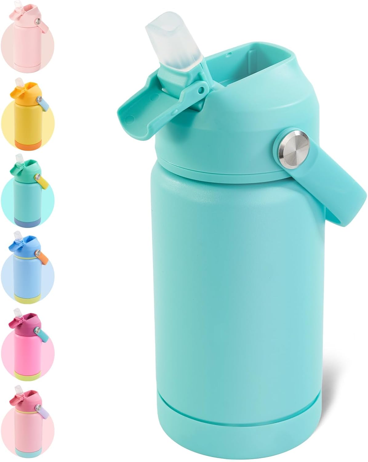 Kerilyn 12oz Insulated Water Bottle For Kids, Stainless Steel Insulated Kids Water Bottle, Toddler Cup With Straws Leak-proof, Kids Water Bottles For School Boys Girls, BPA Free, Green