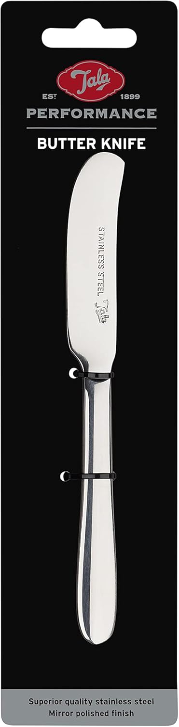 Tala Performance Stainless Steel Butter Knife, Stainless Steel with Mirror Polish Finish, Dishwasher Safe, Metallic Silver, 16.3 x 2 x 0.5 cm