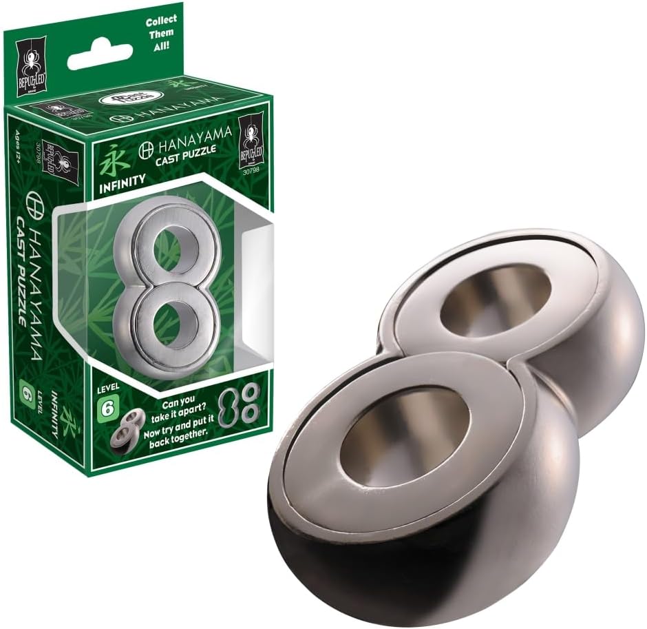 BePuzzled | Infinity Hanayama Metal Brainteaser Puzzle Mensa Rated Level 6, for Ages 12 and Up
