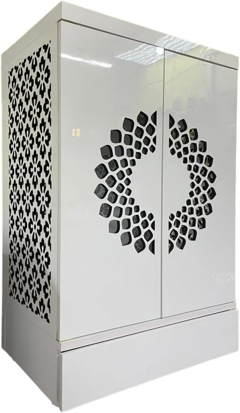 Aakrati Wooden Temple with Doors and White LED Light for Home and Office|Home Temple|Puja Mandir|Wall Hanging & Table Top Home Mandir (White, 18x12x10 in)