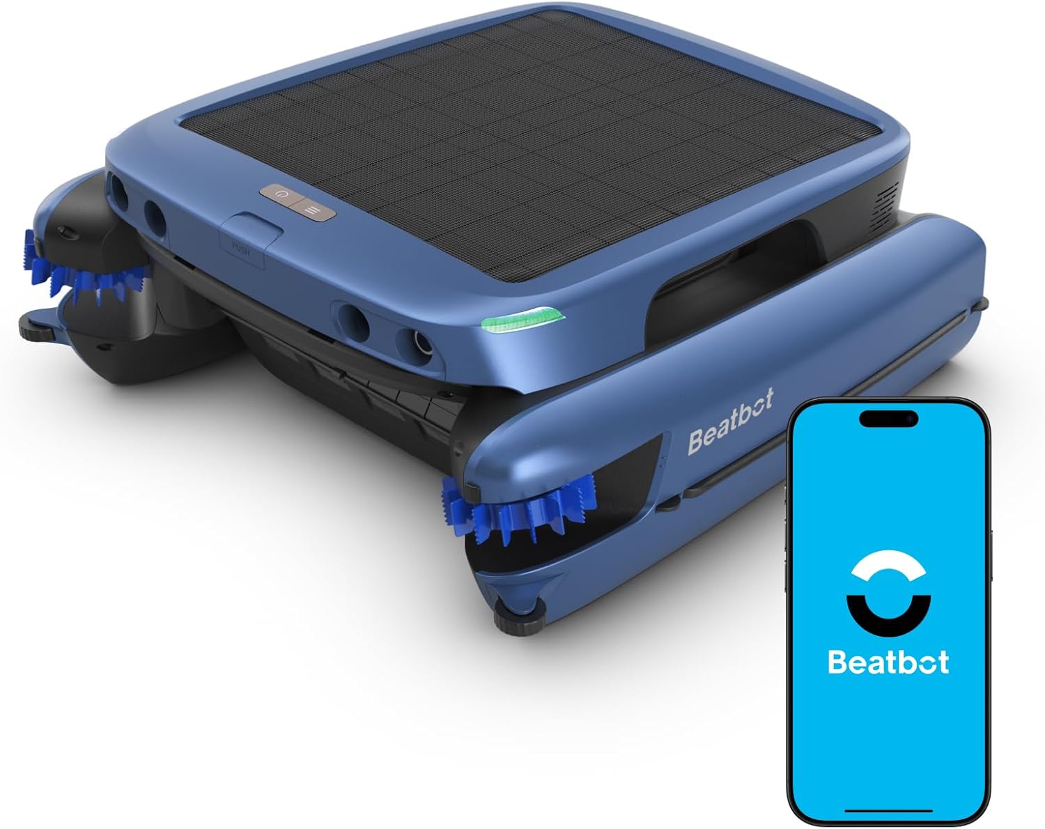 (2025 Upgrade) Beatbot iSkim Ultra 24/7 Cleaning Solar Powered Pool Skimmer with Water Clarification System & APP Control, Voice Broadcast, Dual Charging Options, Edge & Corner Cleaning, Blue