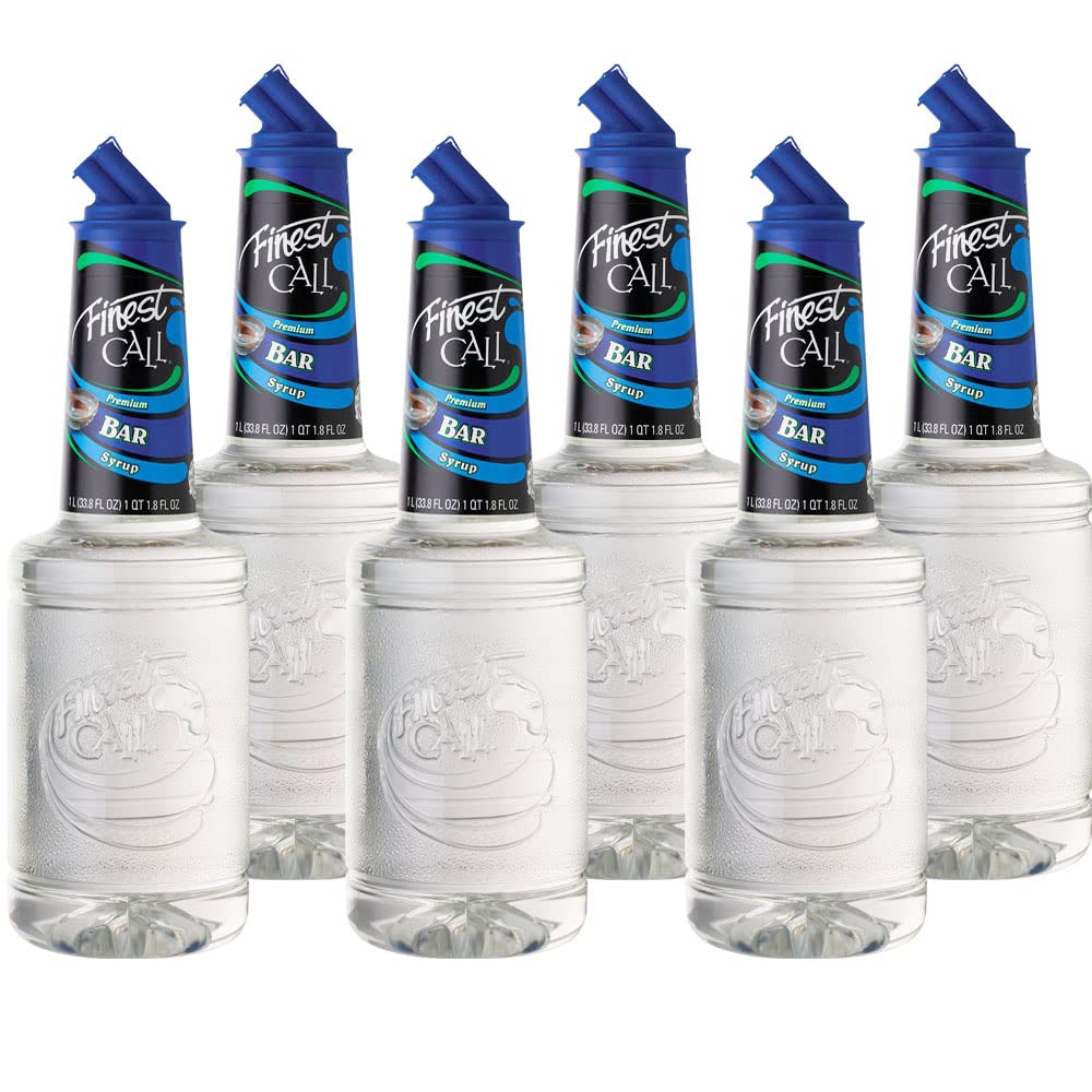 Finest Call Premium Bar/Sugar Syrup Mix, 1 Liter Bottle (33.8 Fl Oz), Pack of 6