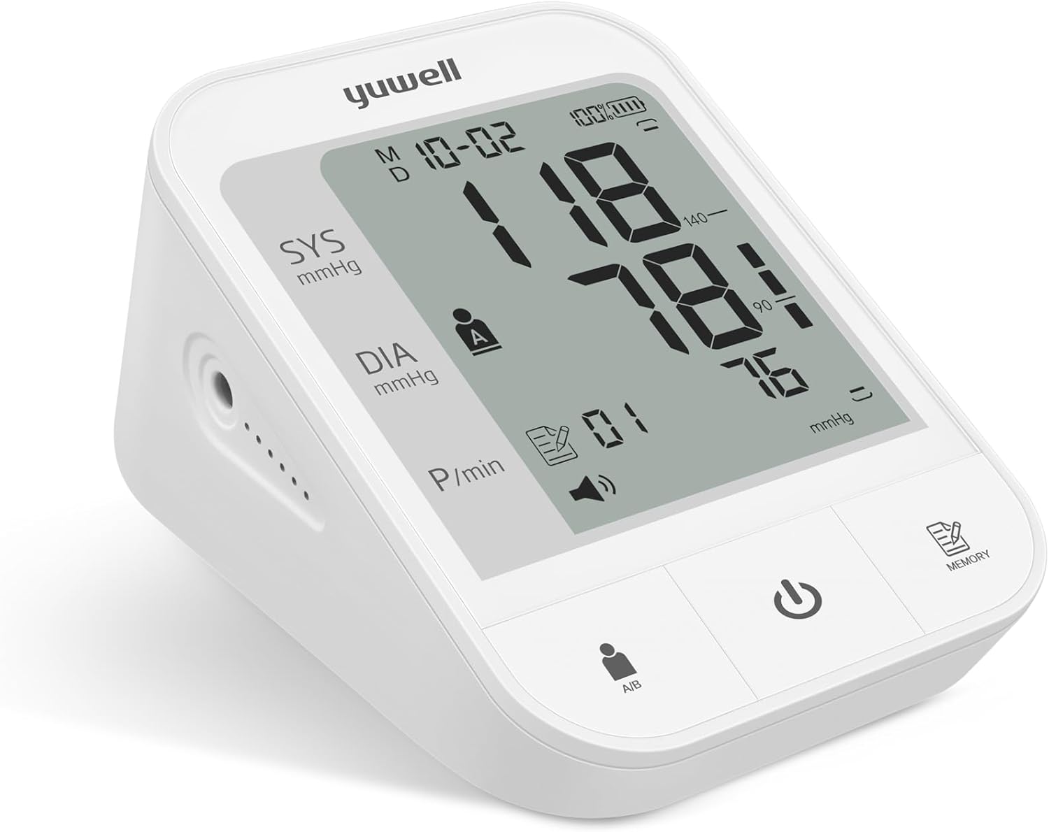 yuwell Blood Pressure Monitor, Extra Large Arm Cuff, Digital Blood Pressure Machines for Home Use, Arm Bp Monitor with Large Display, USB Cable and Batteries are Included（YE670A