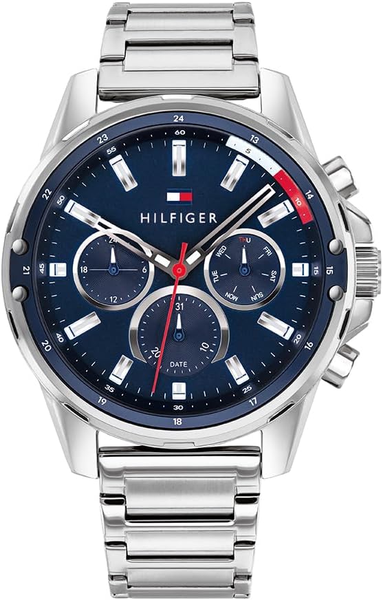 Tommy Hilfiger Analogue Multifunction Quartz Watch for Men with Stainless Steel Bracelet or Silicone Strap