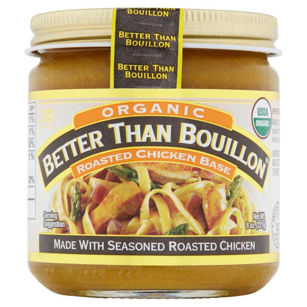 Better Than Bouillon Organic Roasted Chicken Base, Made with Seasoned Roasted Chicken, USDA Organic, Contains 38 Servings Per Jar 8 Ounce (Pack of 1)