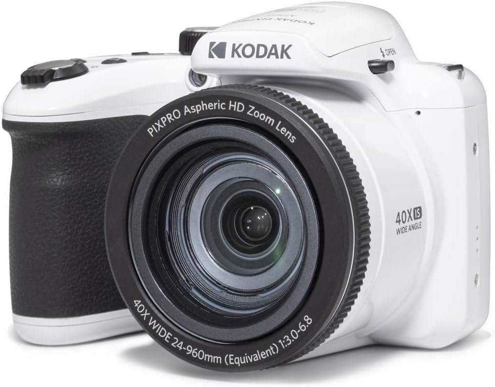 KODAK Pixpro Astro Zoom AZ405 - Digital Bridge Camera, 40x Zoom, 24mm Wide-Angle Lens, 20 Megapixels, 3-inch LCD, Full HD 1080p Video, Optical Image Stabilization (OIS), AA Battery - White
