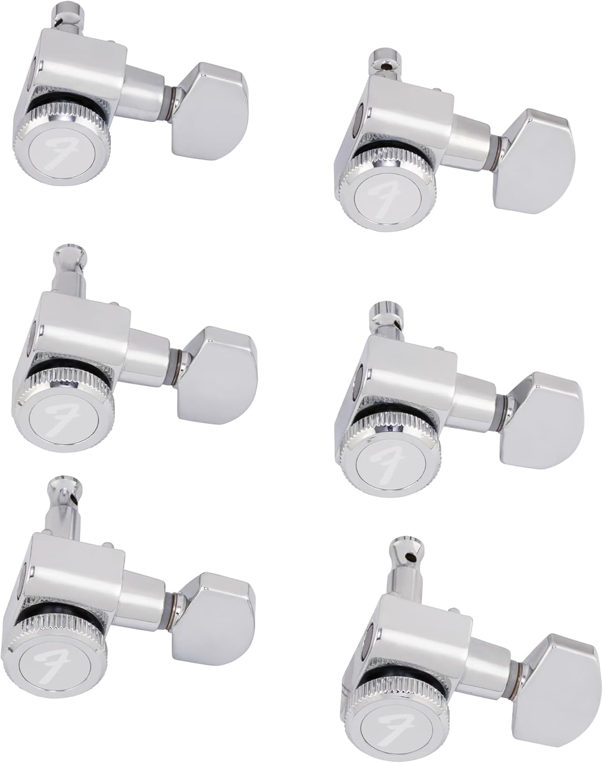 Fender Locking Guitar Tuners, Set of 6, Chrome, Stratocaster and Telecaster, Modern Style, Staggered Height, Mounting Hardware Included