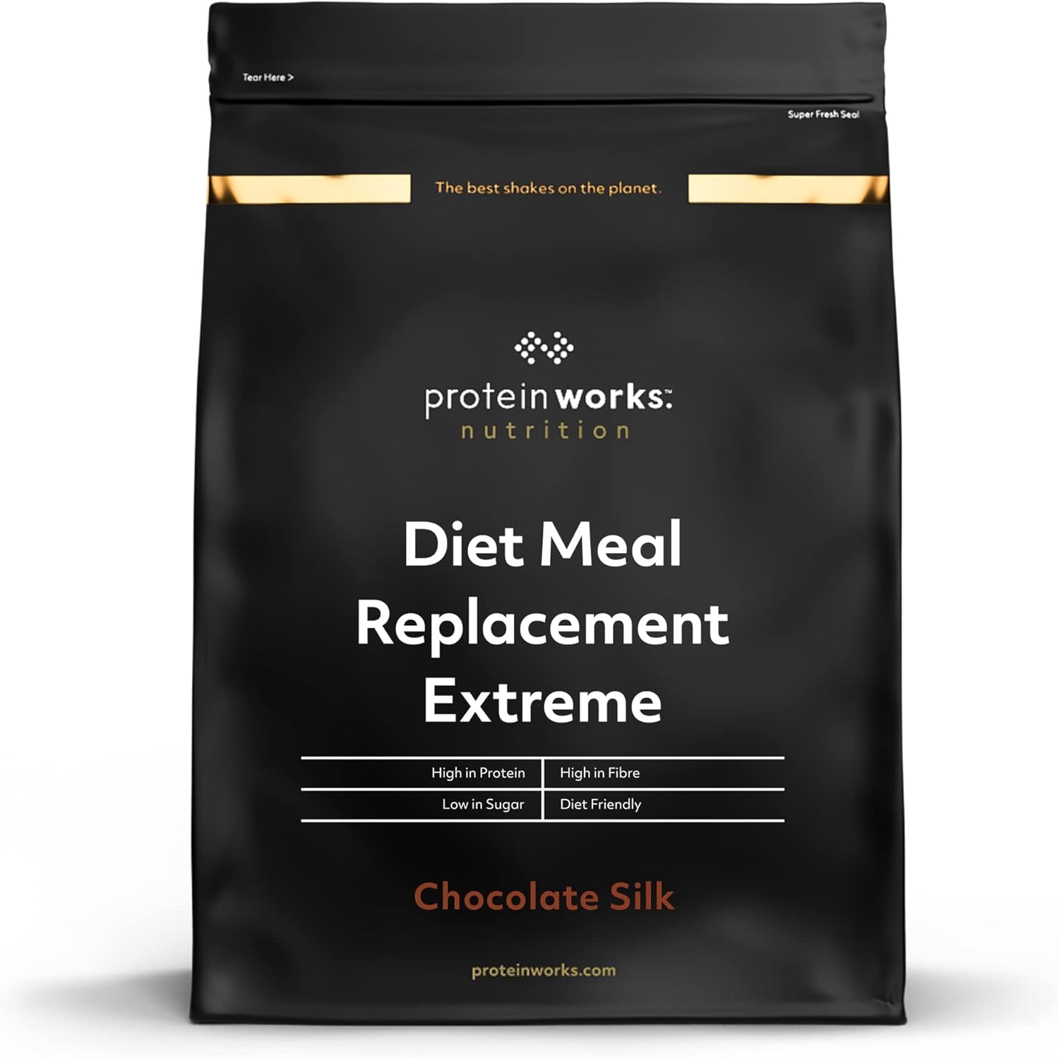 Protein Works - Diet Meal Replacement Extreme Shake, 200 Calorie Meal, High Protein Meal, Supports Weightloss, 8 Servings, Chocolate Silk, 500g