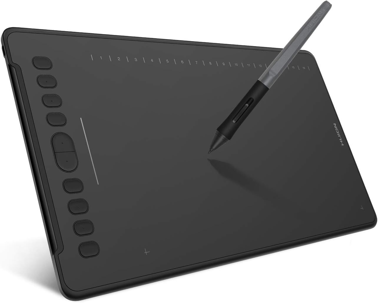 HUION Inspiroy H1161 Graphics Drawing Tablets, Touch Strip and 8192 Pen Pressure Sketch Tablet with Battery-Free Stylus,10 Shortcut Keys, Compatible with Android, Windows, and Mac Black