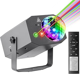 Dj Party Disco Ball Lights with Pattern and Sound Activated, 10 ft USB Cable, Laucnpty LED Stage Strobe Light That Sync with Music, Christmas Rave/Home Karaoke/Dance/Club Bar Lights for Parties