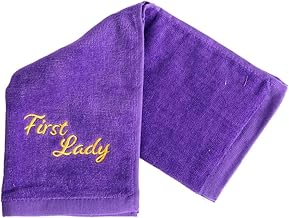 Swanson Christian Products Embroidered with Gold Lettering Hand Towels - 'First Lady ' - Gifts for Christian Men, Pastor, Clergy, & Ministers - Pastor Towel (Purple)