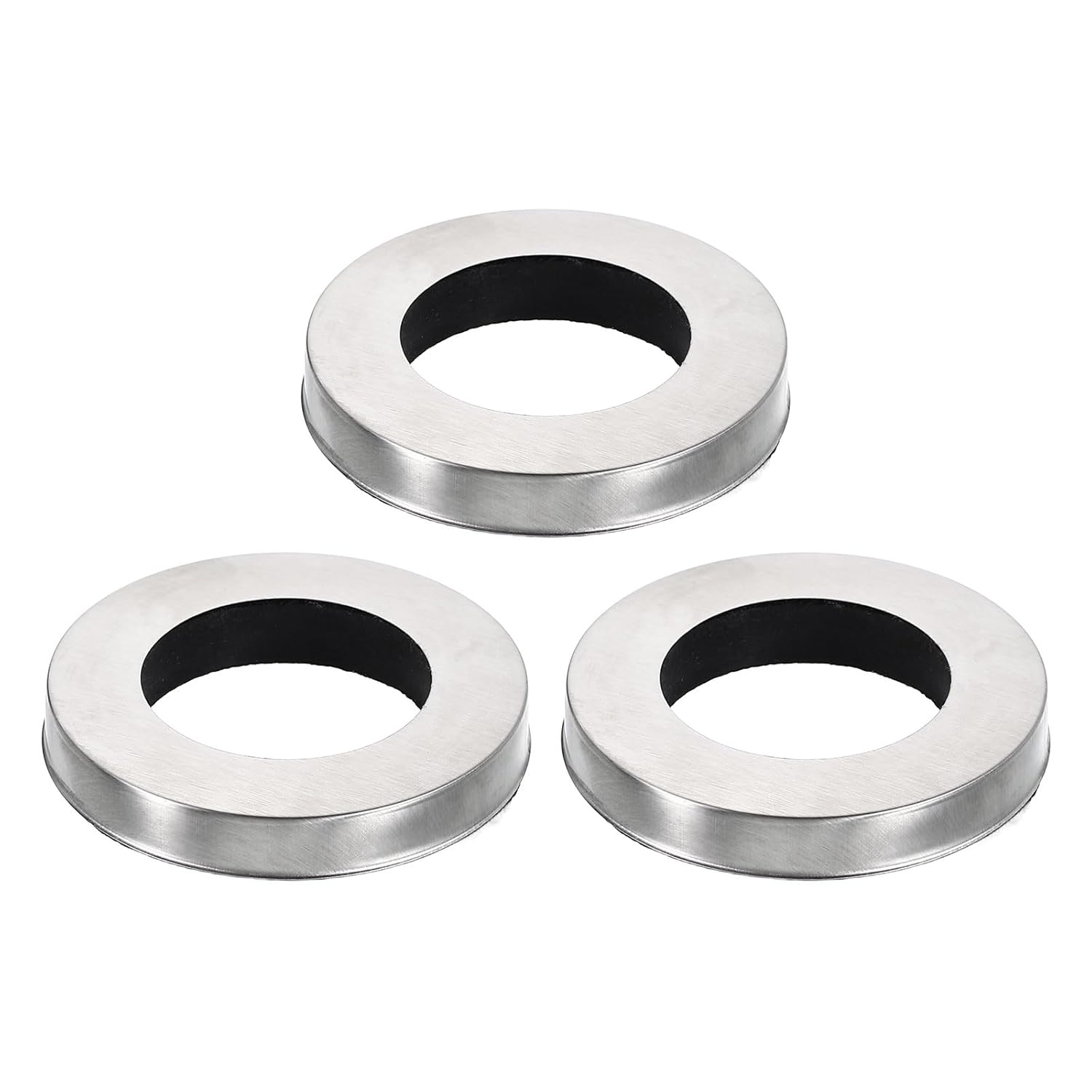 sourcing map 3Pcs Faucet Base Rings, 2.13"x1.26"(OD x ID) Stainless Steel Wire Drawing Washer Fasteners Tap Hole Cover for Bathroom Kitchen Faucets, Silver