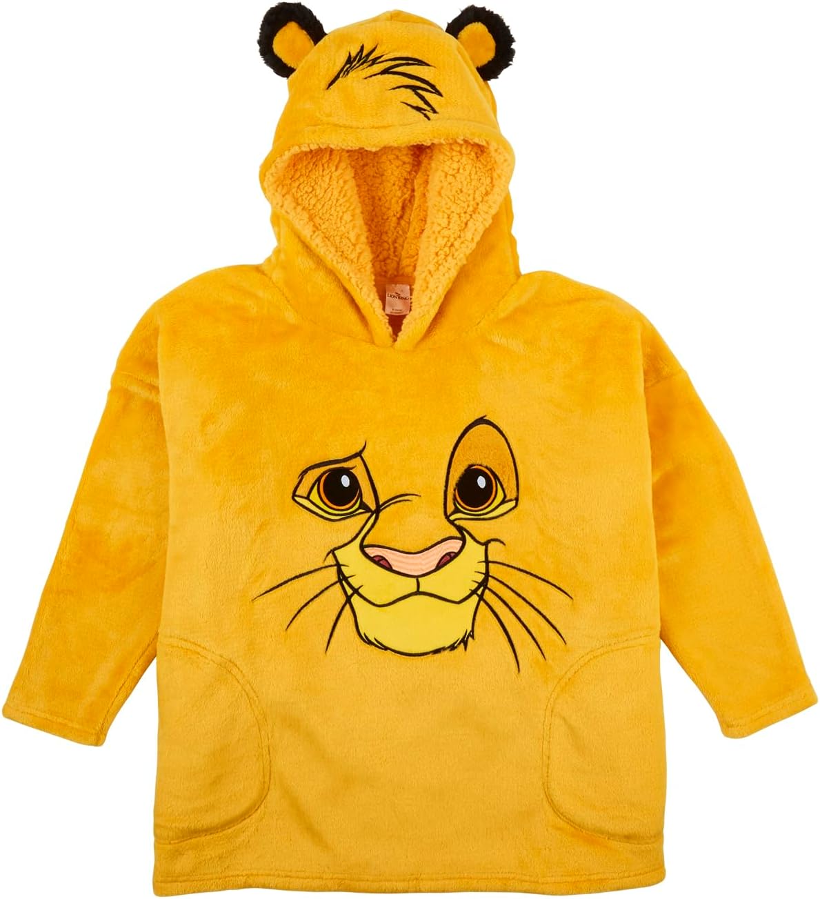 Disney Lion King Hoodie For Kids | Boys Girls Oversized Hoodie Soft Fleece Blanket | Simba Novelty Hooded Lounge Gown | Sherpa Hood Lining | Gift For Girls | One Size Fits All Age 4-10 Years Yellow