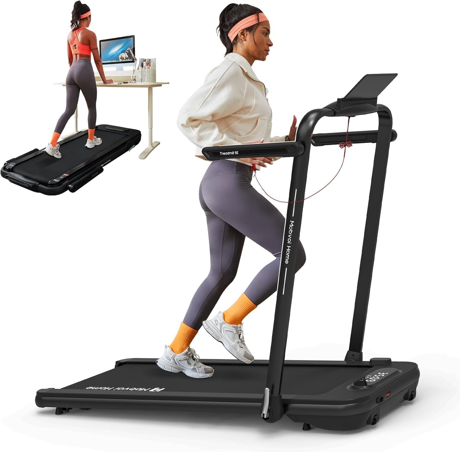 Mobvoi Home Treadmill SE Smart AI 3 in 1 Folding Treadmill Walking Pad Under Desk Running Machine 2.5 HP Compact Portable Remote Control TicSports APP Easy to Store for Home Office 120 KG 12 KMH