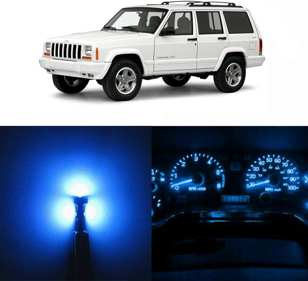 WLJH Extremely Bright Ice Blue Dash Instrument Panel Gauge Dashboard Cluster Full Led Light Bulbs Kits For Jeep Cherokee XJ 1997-2001, Pack of 21