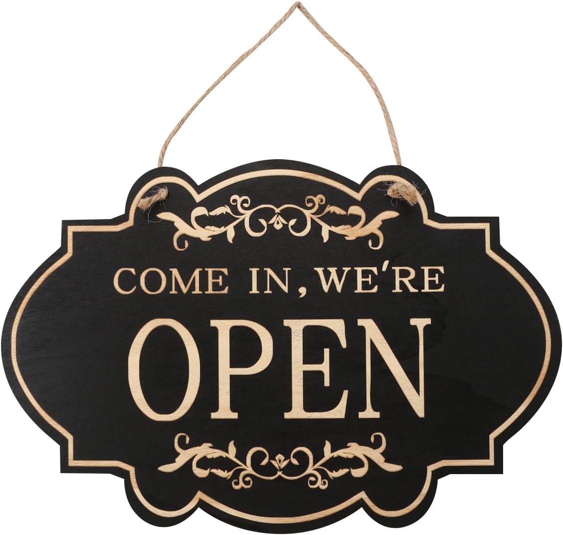 Tabanzhe Store Hanging Open Closed Sign,Wooden Reversible Double-Sided Business Sign,for Business Door Window Restaurant Club Shop Bar Hotel Cafe