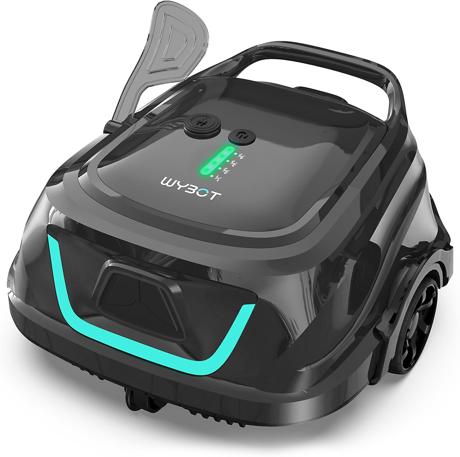 WYBOT A1 Cordless Robotic Pool Cleaner, Automatic Pool Vacuum for Above Ground with 120 Mins, Double Filters, LED Indicator, Charge in 2.5 Hours, Ideal for Above & In-ground Flat Pools - Blackgreen