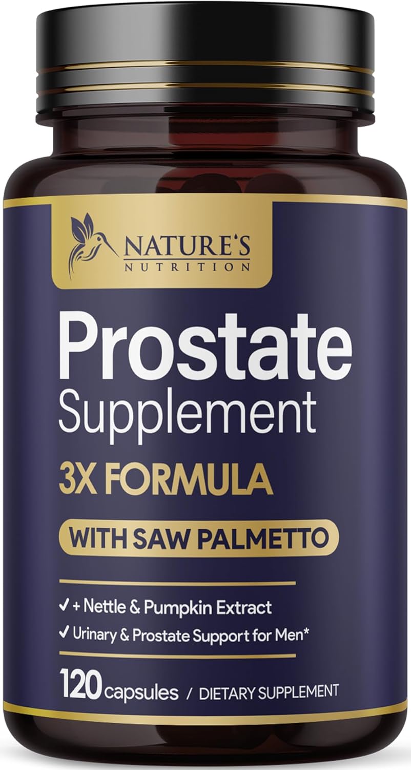 Prostate Health Supplements for Men - Support Complex 3X Formula with Saw Palmetto Blend Stinging Nettle Root & Pumpkin Seed Extract - Supports Bathroom Trips Prostate & Urinary Health - 120 Capsules
