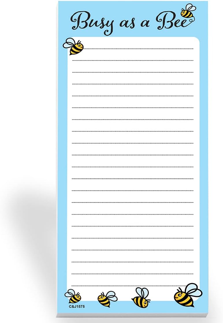 Notepad - Planner Pad - Grocery List Pad - Meal Planning Pad - Daily To do List Pad - Shopping List Pad Size (210 x 99mm) 52 Pages - Busy as a Bee #1575