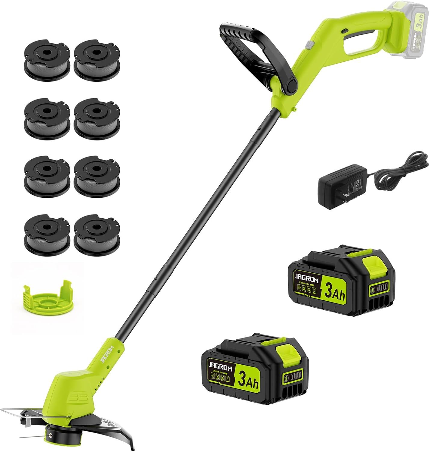 20V String Trimmer Cordless with 2x3.0Ah Battery and Charger, 12" Battery Powered Grass Eater String, Electric Lawn Mover, 2 in 1 Trimmer & Edger Lawn Tool Grass Cutter with 8 Lines for Garden, Yard