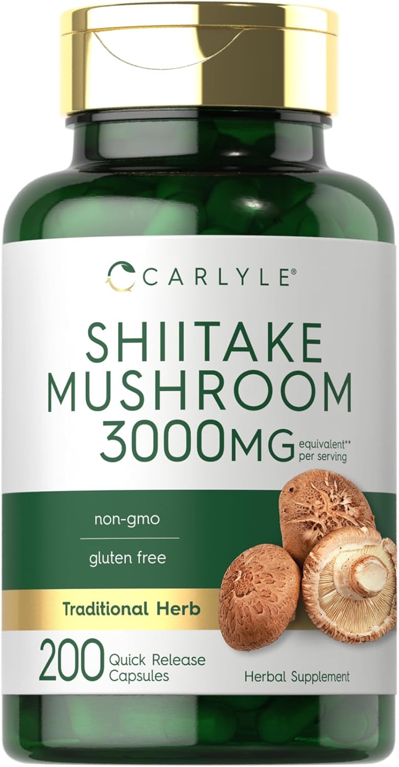 Carlyle Shiitake Mushroom Extract | 3000mg | 200 Capsules | Non-GMO, Gluten Free
