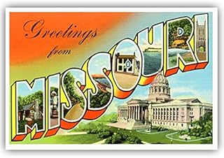 GREETINGS FROM MISSOURI vintage reprint postcard set of 20 identical postcards. Large letter US state name post card pack (ca. 1930's-1940's). Made in USA.