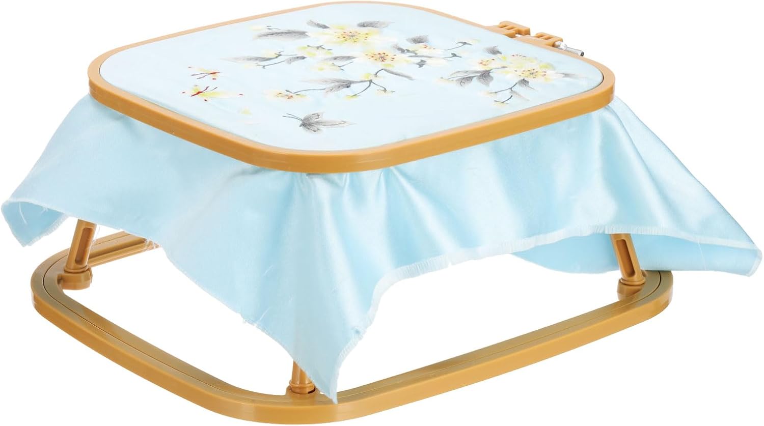 PATIKIL 9.4" x 8.7" Square Embroidery Hoop Stand, Adjustable ABS Plastic Cross Stitch Stand Hands-Free 2-Tier Embroidery Hoop Holder Punch Needle Frame for Sewing Arts Needlework, Khaki