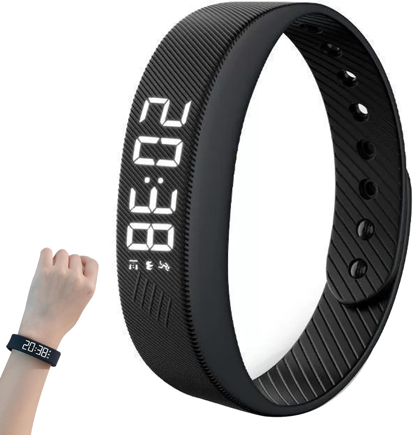 CHENRI Fitsleeps Alarm Clock Watch, Fitsleeps Wake-Up Alarm, 2025 New Silent Vibration Wake Up Wristband, Wearable Silent Alarm Clock with Adjustable Strap for Men and Women (Black)