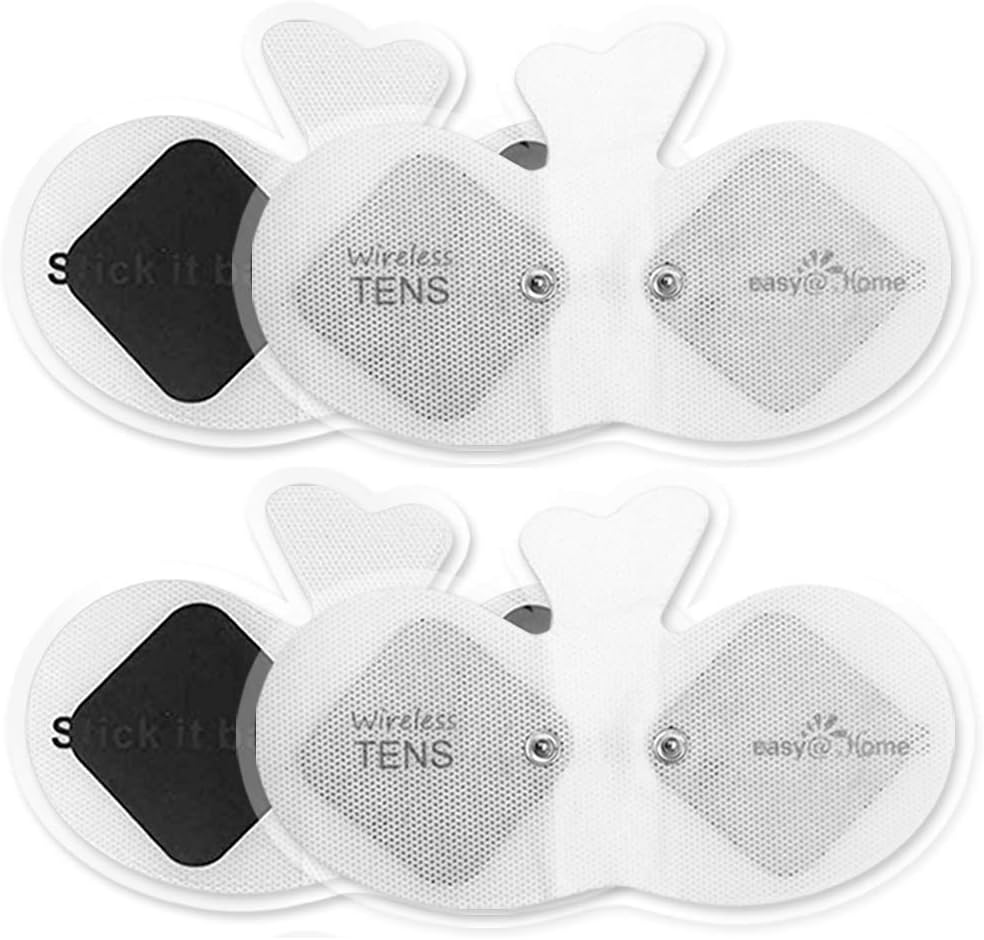 Easy@Home Tens Unit Wireless Electrode Pads Self Stick Carbon Pads, 4 Pack 6.5" x 3" Reusable - Non Irritating Design Pulse Massagers Replacement ETP015
