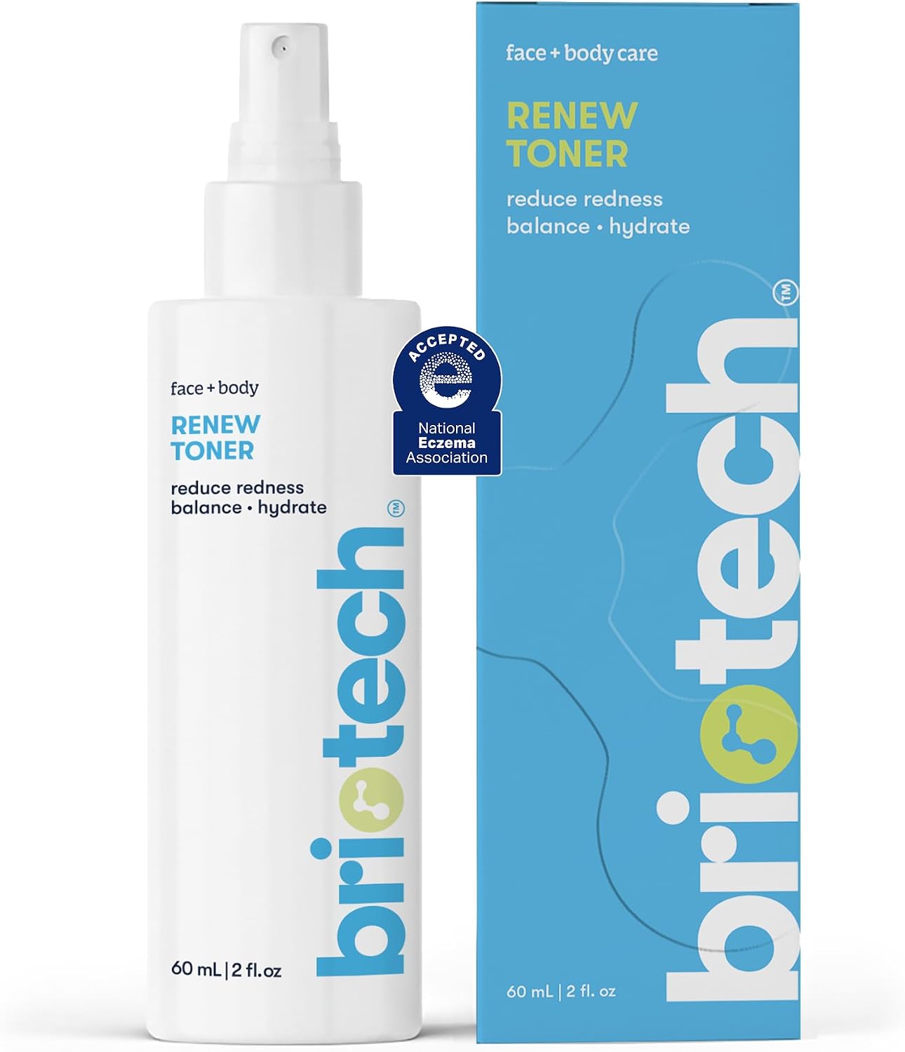 BRIOTECH Renew Toner, Hypochlorous Acid Spray, Facial Mist, Vegan, 2 fl oz